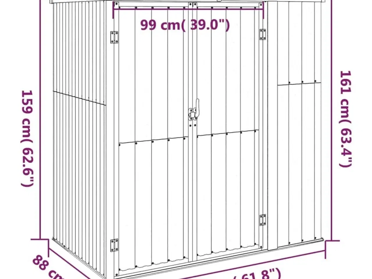 Billede 7 - Redskabsskur til haven 161x89x161 cm galvaniseret stål antracit