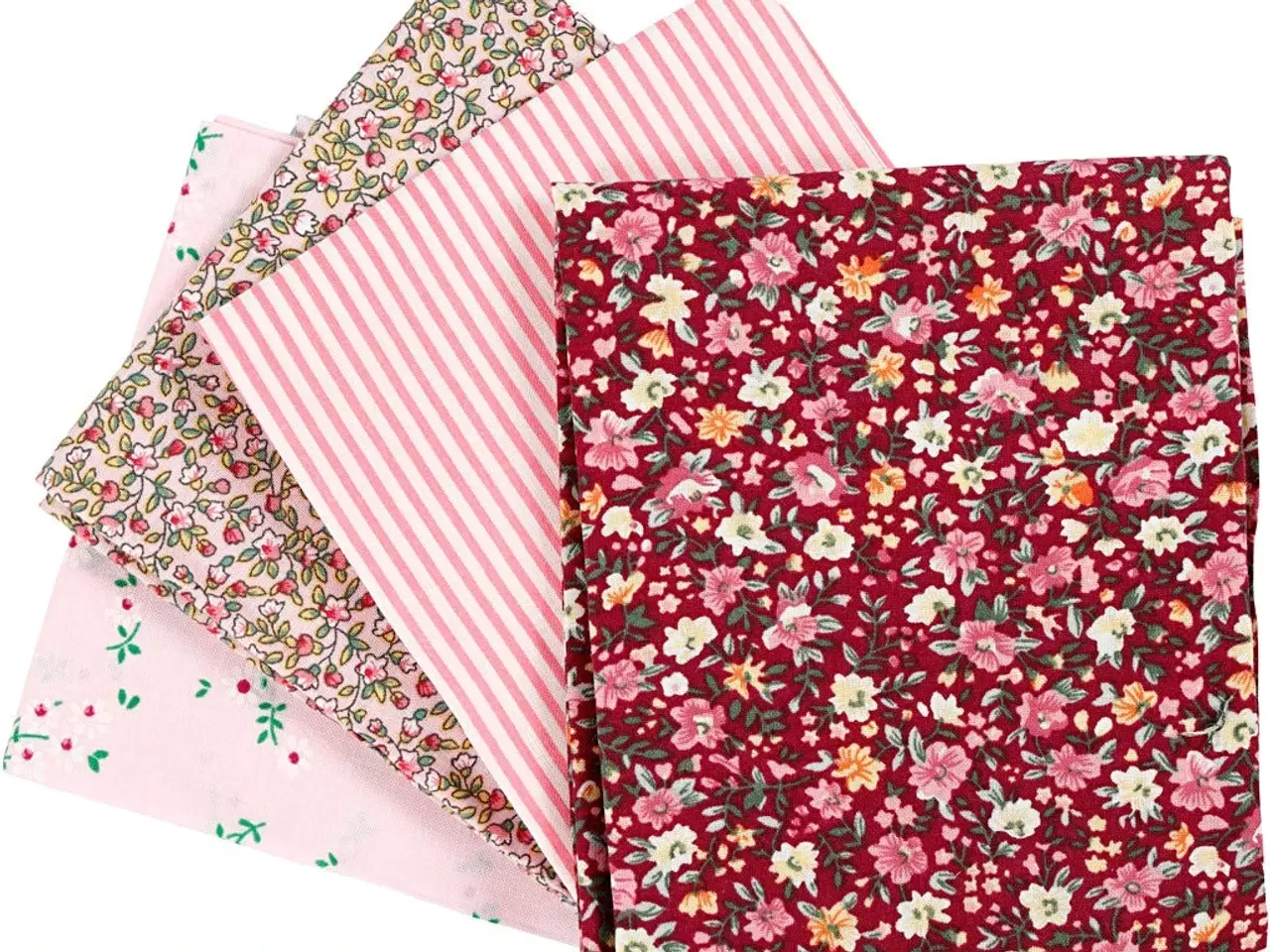 Billede 1 - Rosa Patchworkstof 4 stk. 45x55 cm - 100% bomuld