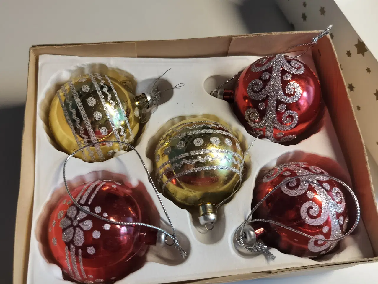 Billede 2 - 5 stk gamle julekugler med mønstre