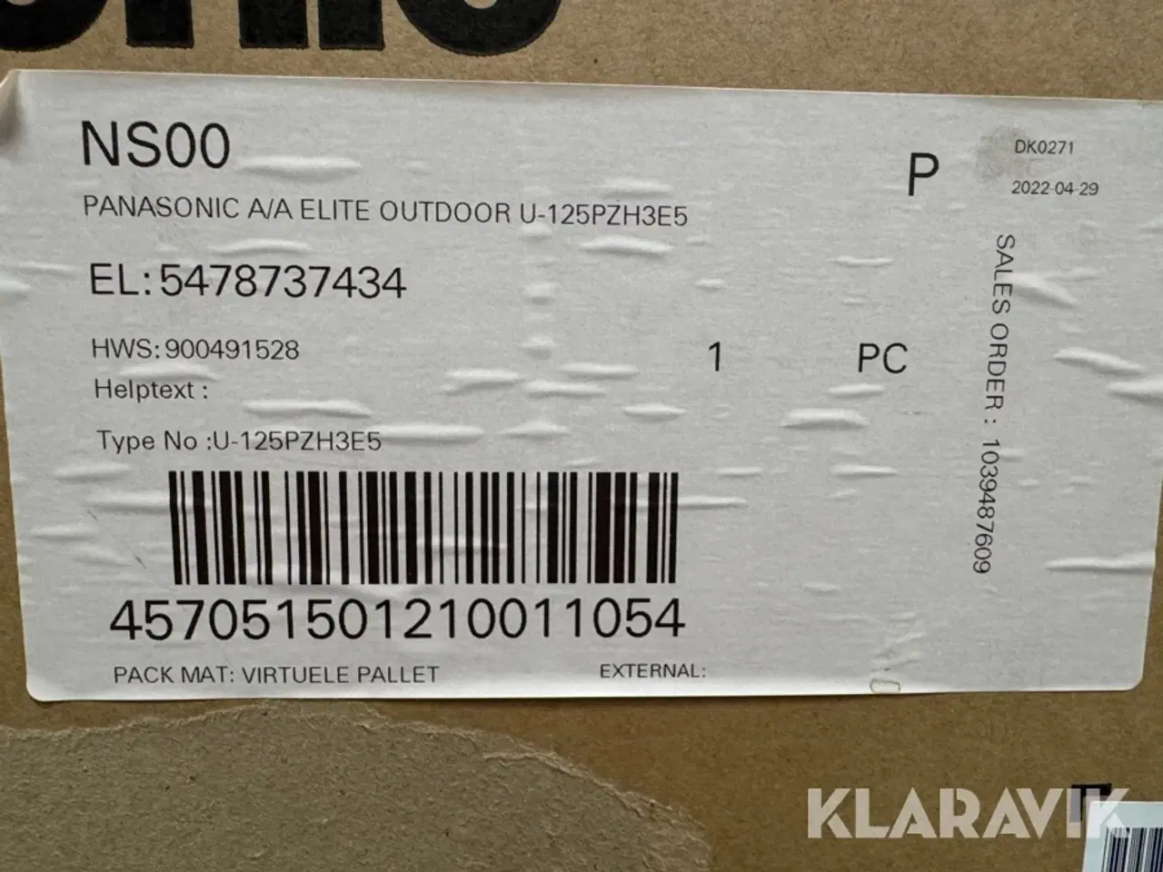 Billede 4 - Varmepumpe Panasonic U-125PZH3E5 - S-1014PF3E Inde og ude