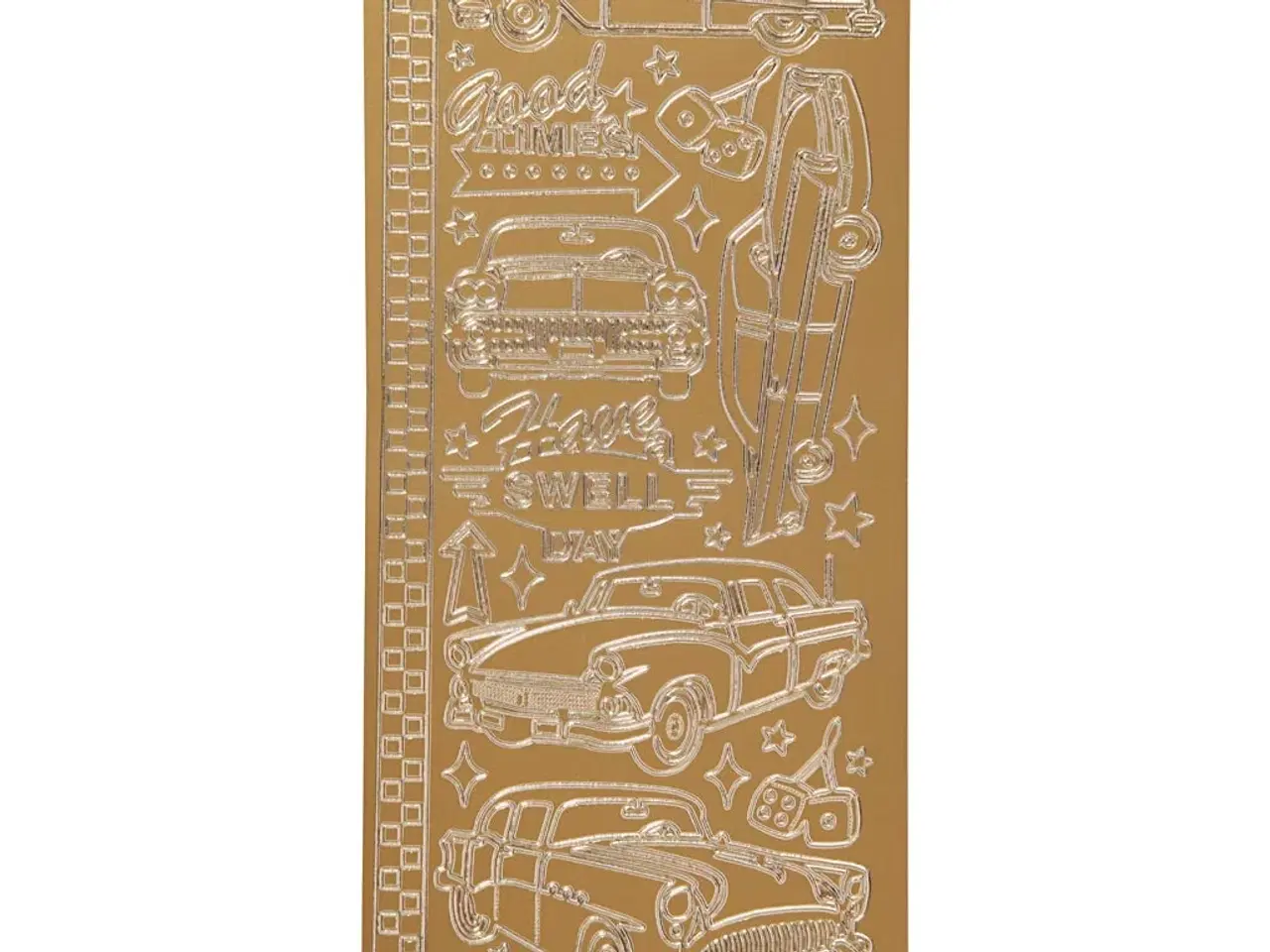 Billede 1 - Stickers, biler, ark 10x23 cm, guld, 1 ark