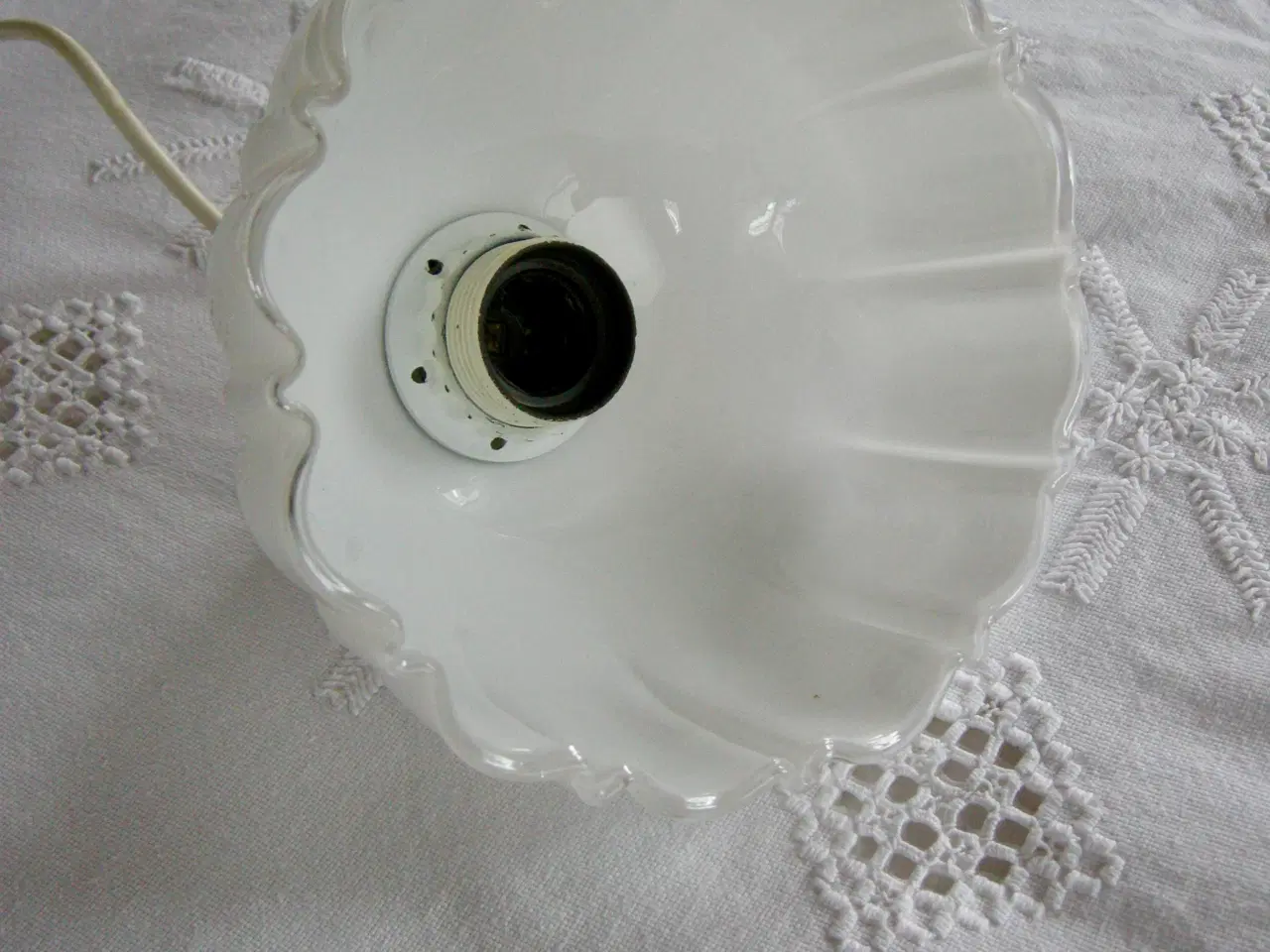 Billede 7 - Vintage pendel, Opalglasskærm, Mundblæst glasskærm