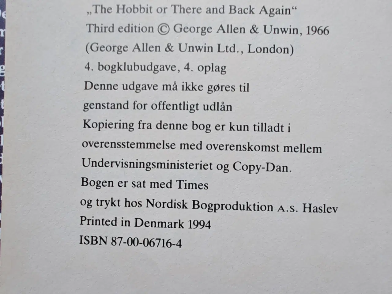 Billede 2 - Hobbitten af J.R.R. Tolkien 1994 Ud og hjem igen
