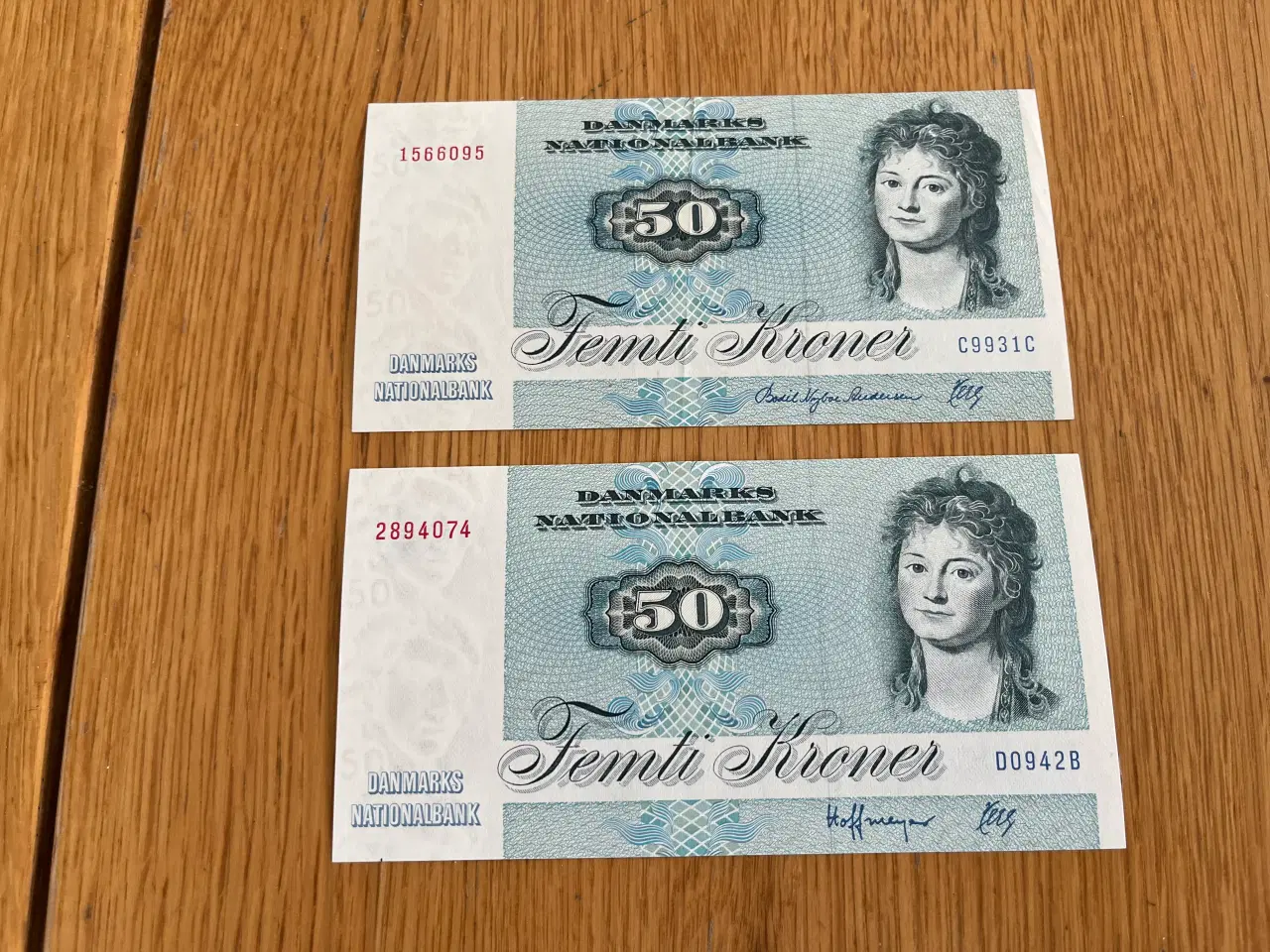 Billede 1 - 2 bankfriske 50 kr. sedler fra 70’erne