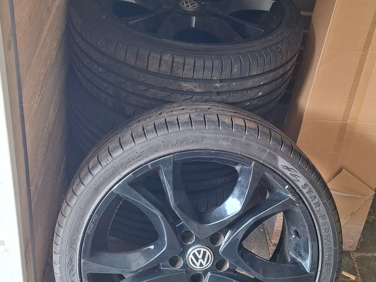 Billede 3 - 4 x VW 19" Alufælge med nye dæk 5 x 112