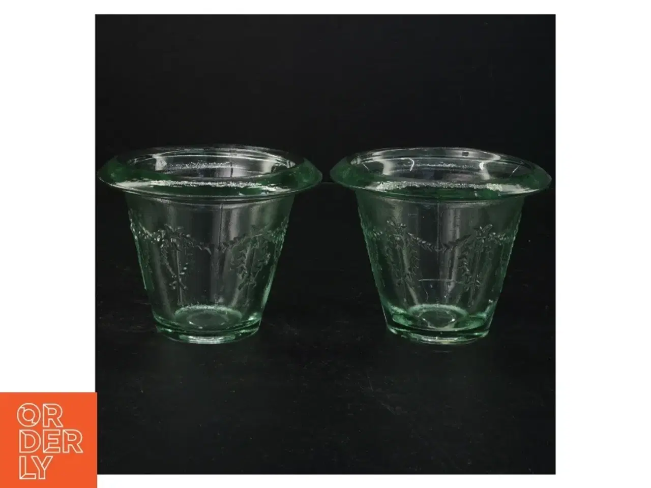 Billede 1 - Urtepotter, grønt glas (str. 9,5 x 12,5 cm)