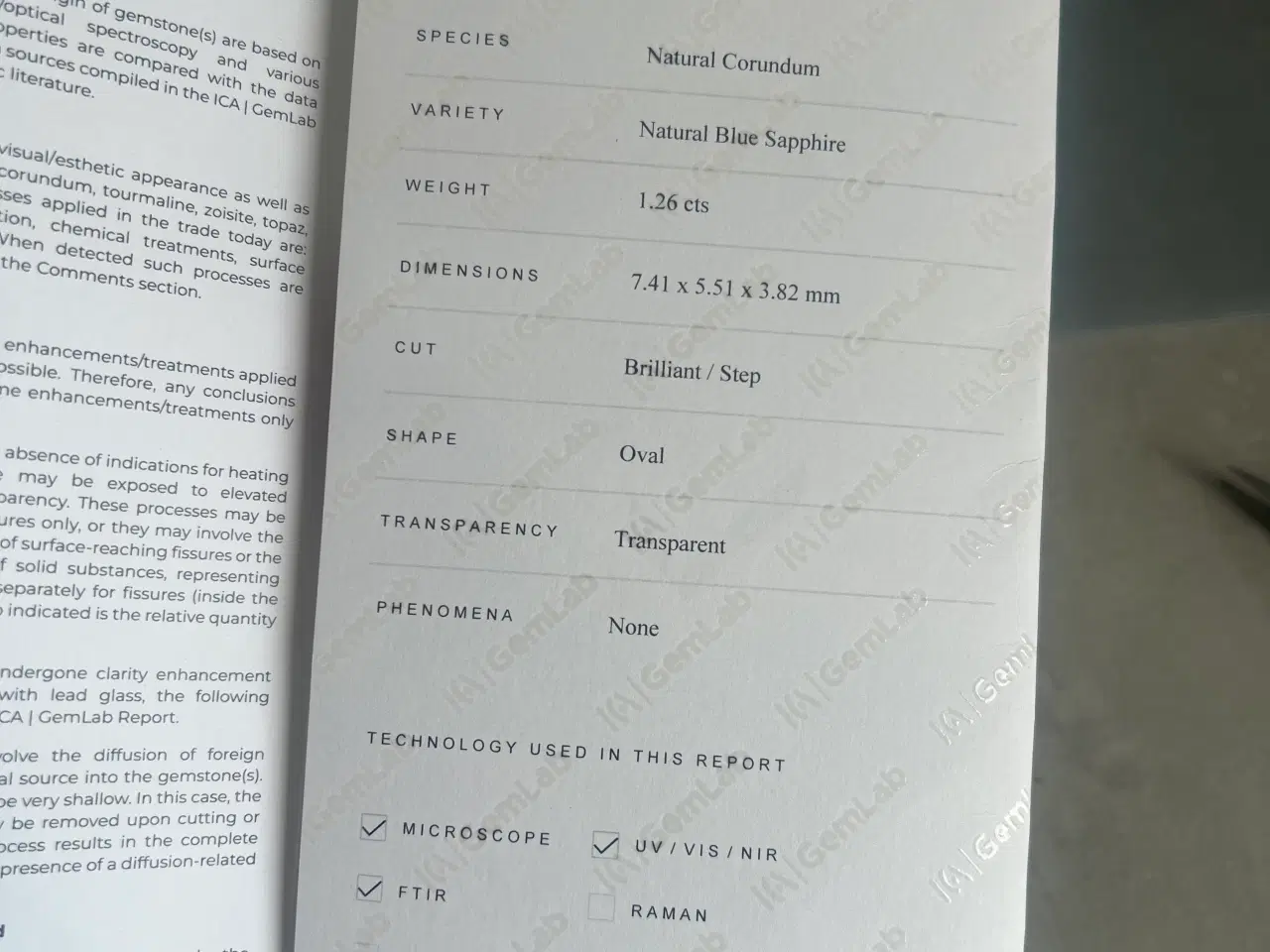 Billede 7 - Naturlig blå safir 1,26 ct – ubehandlet – ICA-cert