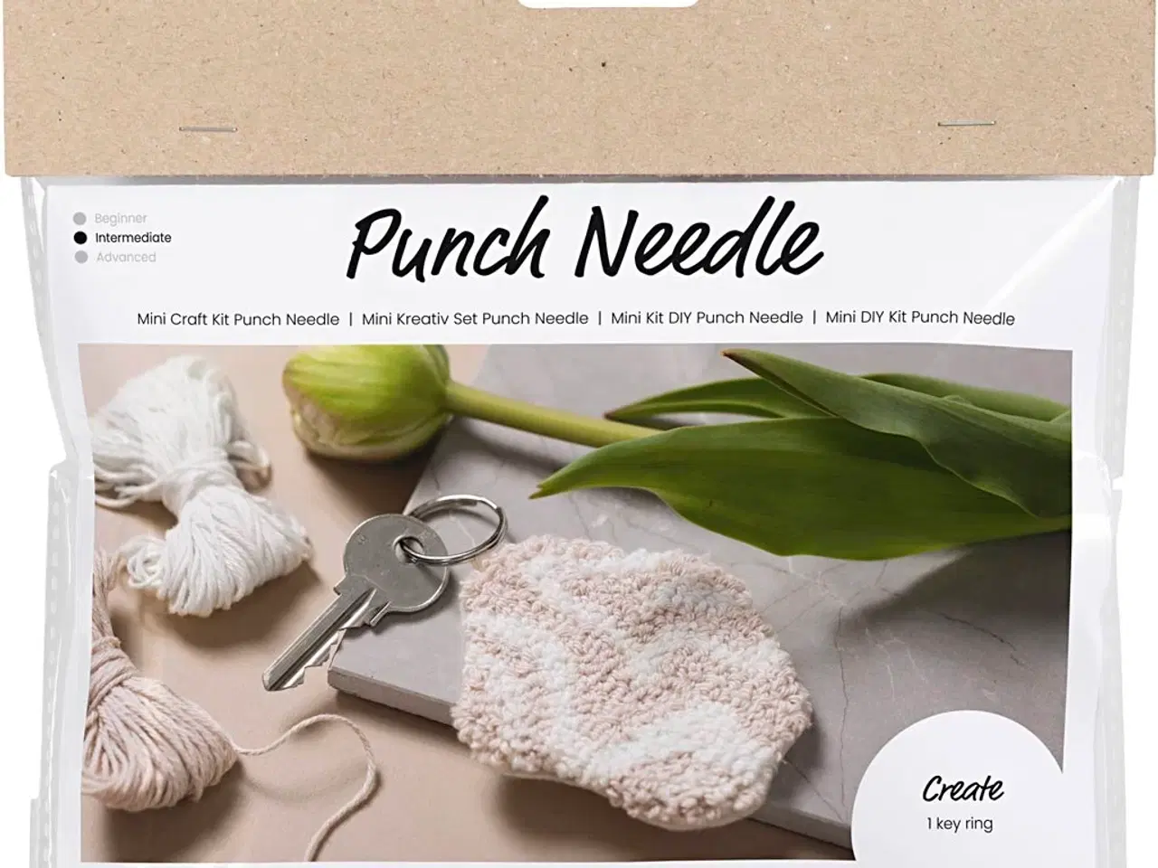 Billede 1 - Mini DIY Kit Punch Needle , Nøglevedhæng, beige, 1 pk.