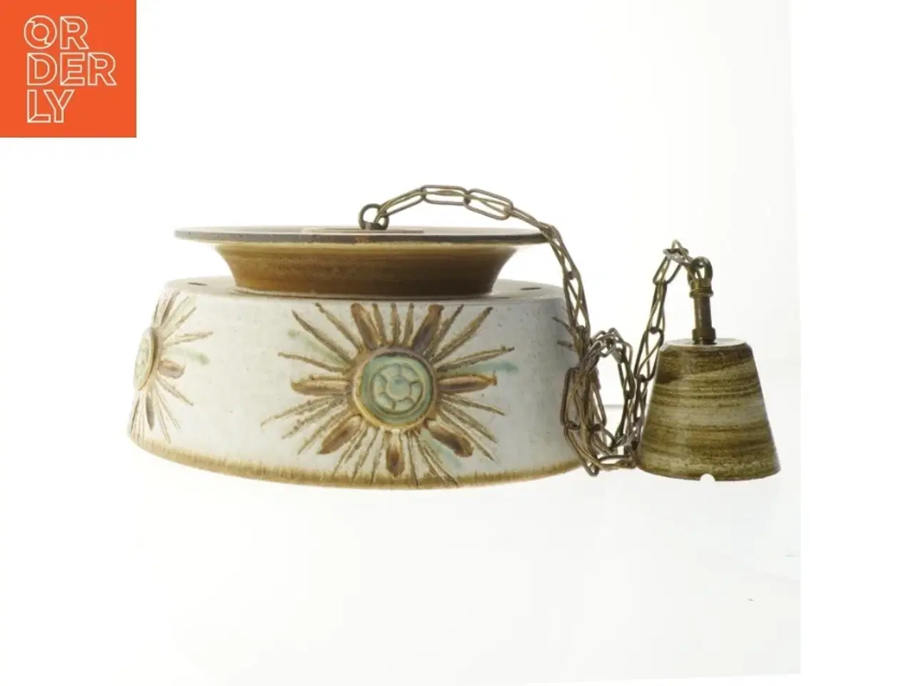 Billede 1 - Keramik hængelampe med kæde (str. Ø 33 cm)