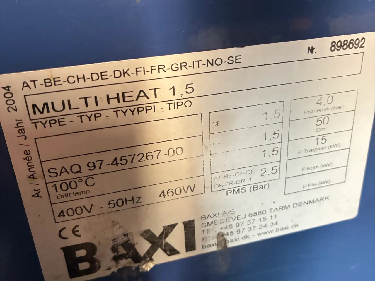 Billede 1 - Baxi Multiheat 1,5kw pillefyr