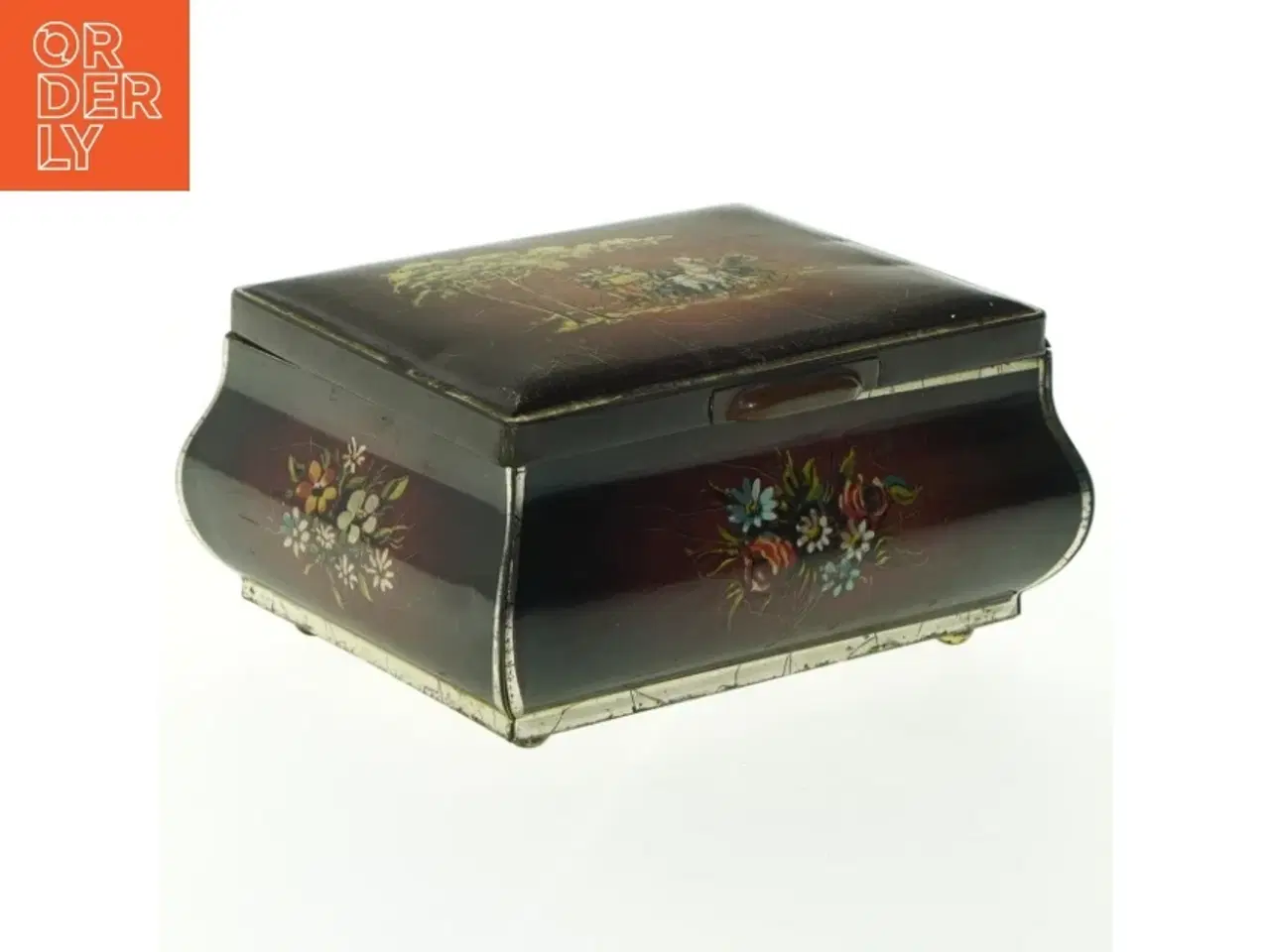 Billede 2 - Antikt Metal skrin, dåse med låg  (str. 16x12 cm)