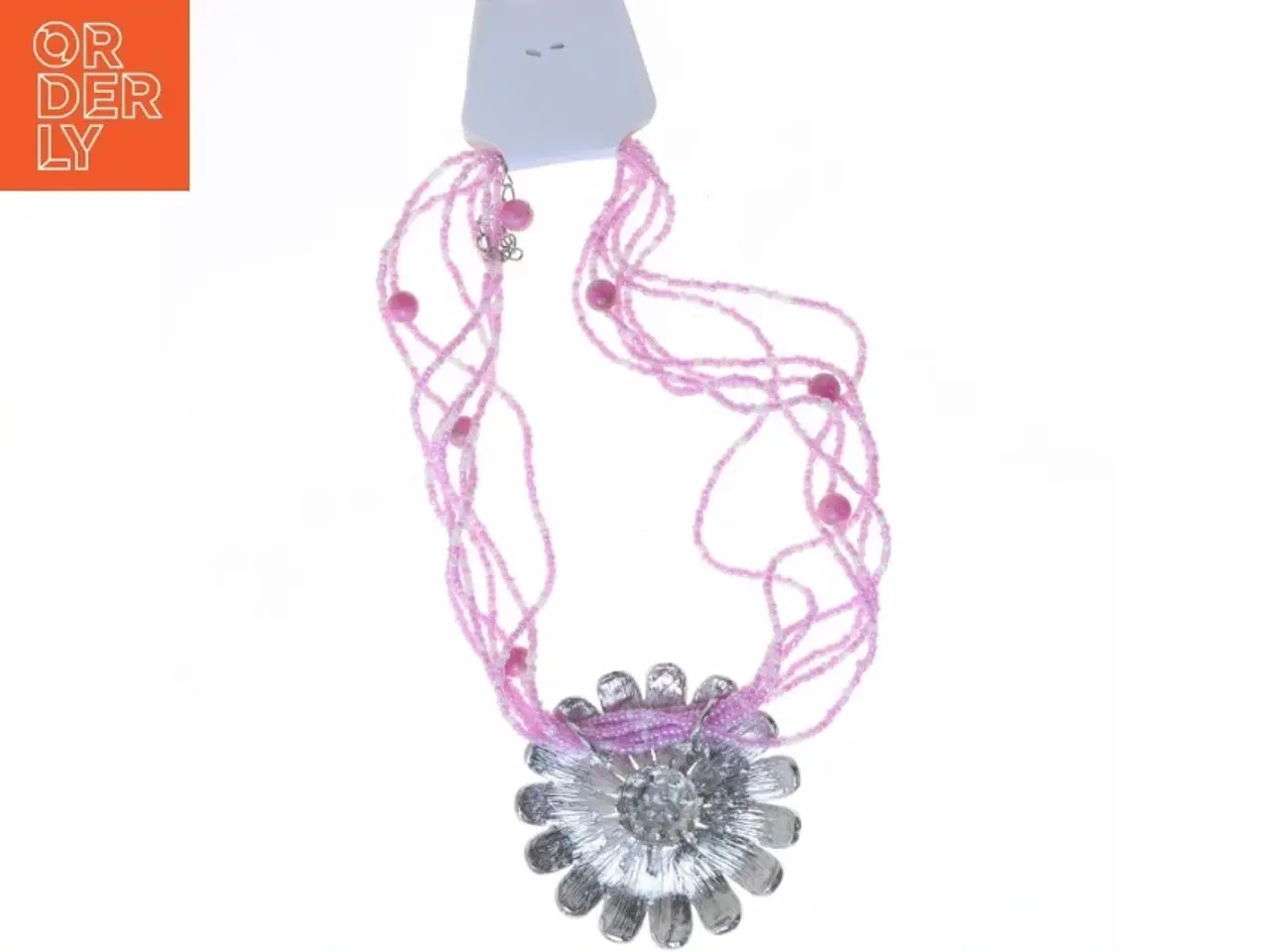 Billede 2 - Pink blomsterhalskæde fra Fashion Jewelry (str. 40 cm)