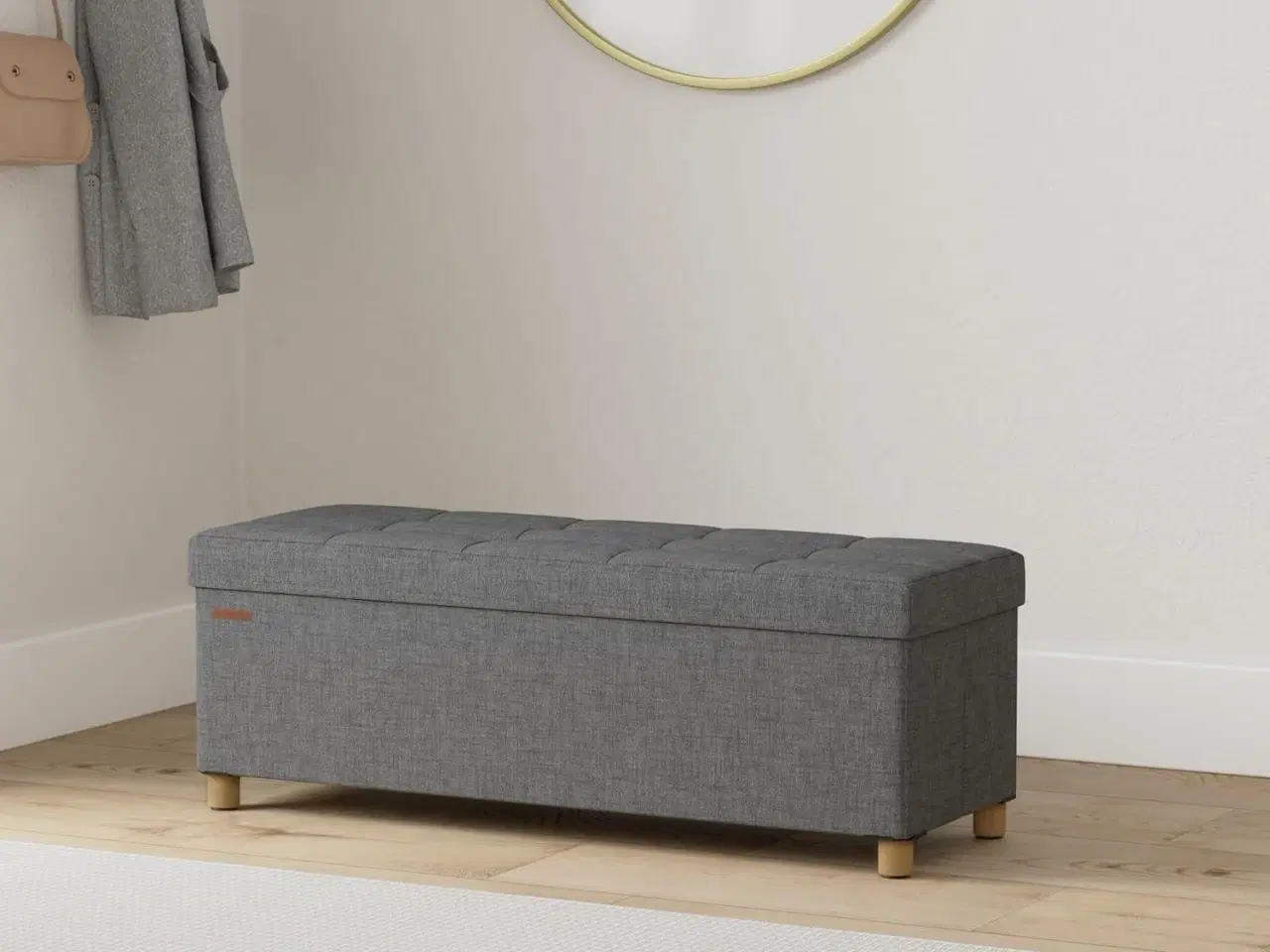 Billede 2 - Opbevaringsbænk med låg puf 112 l, 38 × 110 × 40 cm, skifergrå