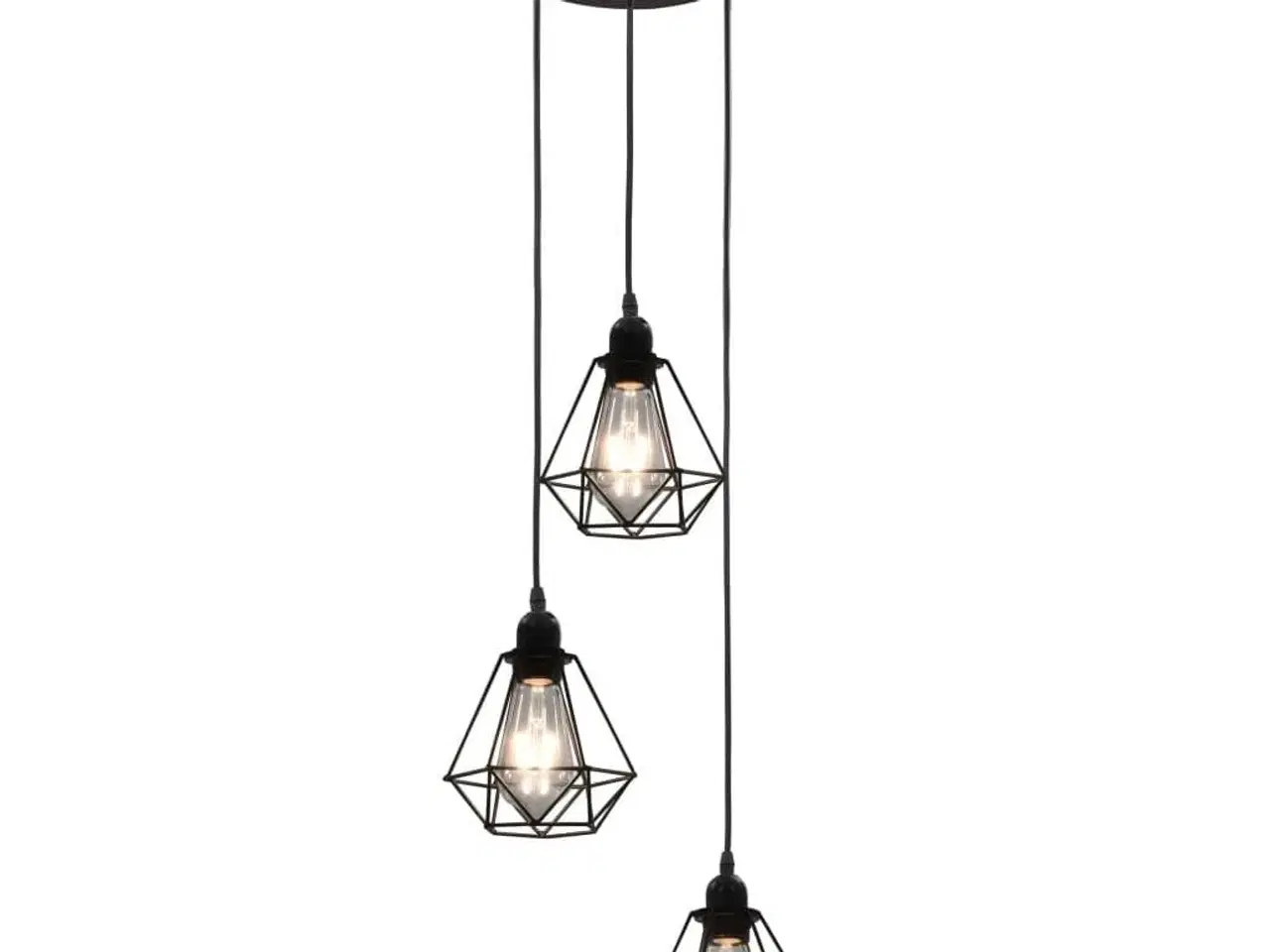 Billede 2 - Loftlampe med diamantdesign 3 x E27-pærer sort