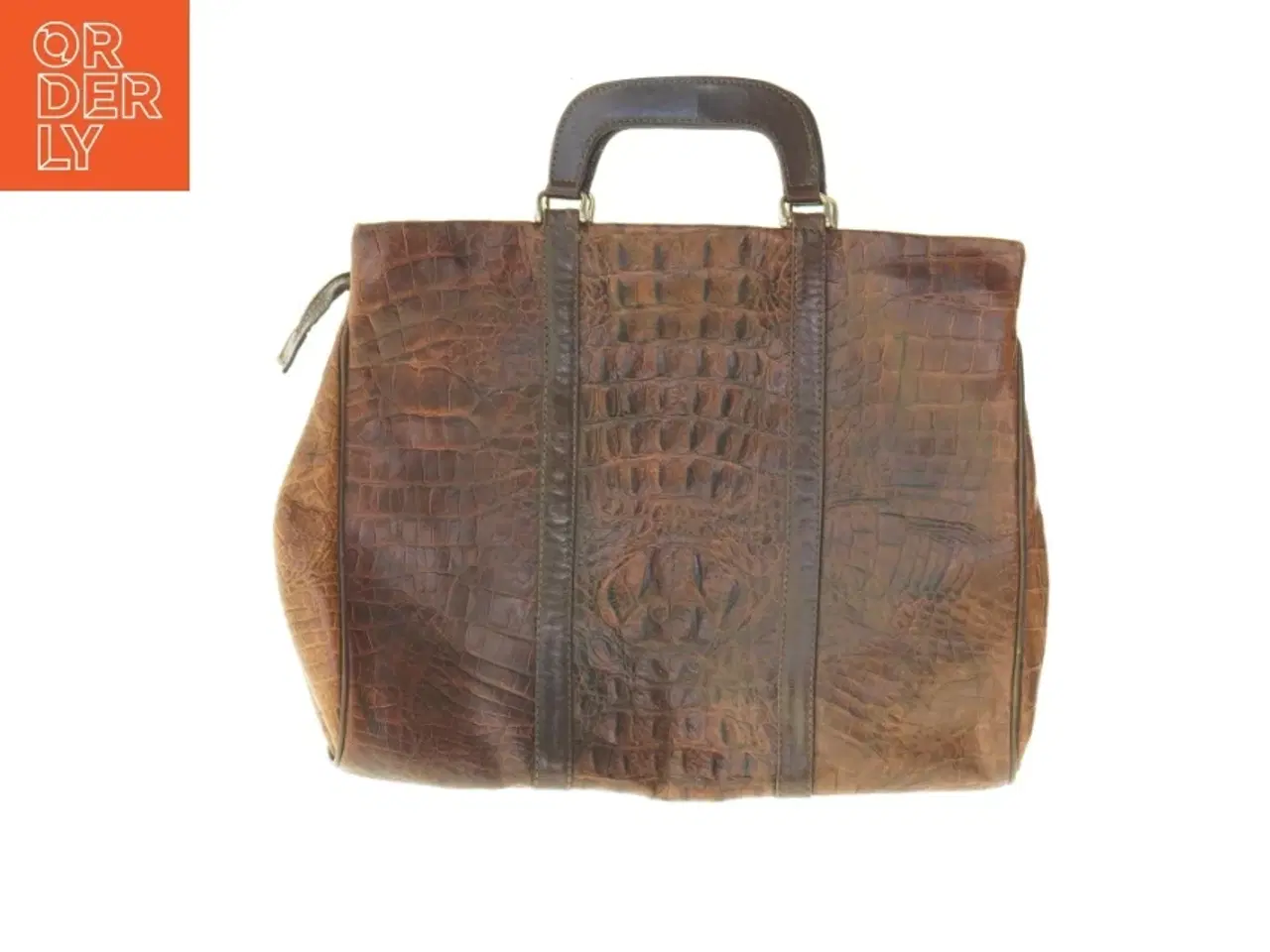 Billede 1 - Krokodillepræget Læder Bon Go&#251;t PC håndtaske (str. 40 x 32 cm)