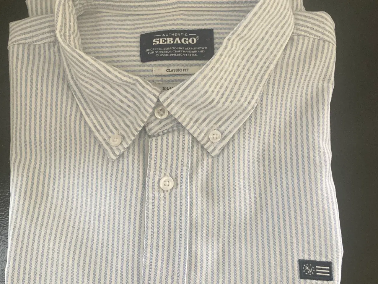 Billede 3 - Blå- og hvidstribet herreskjorte str XL