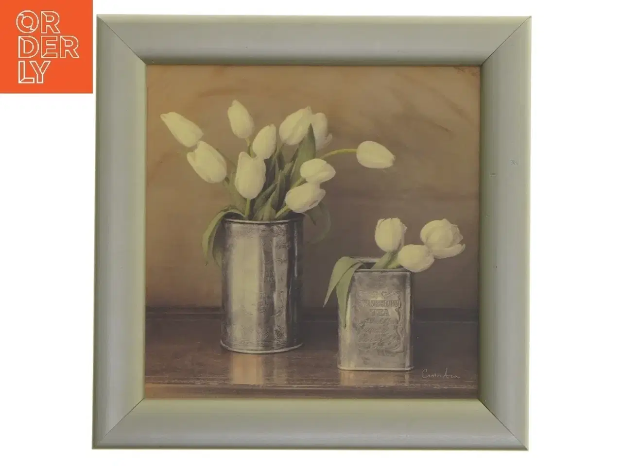 Billede 1 - Maleri med tulipaner (str. 22x22 cm)