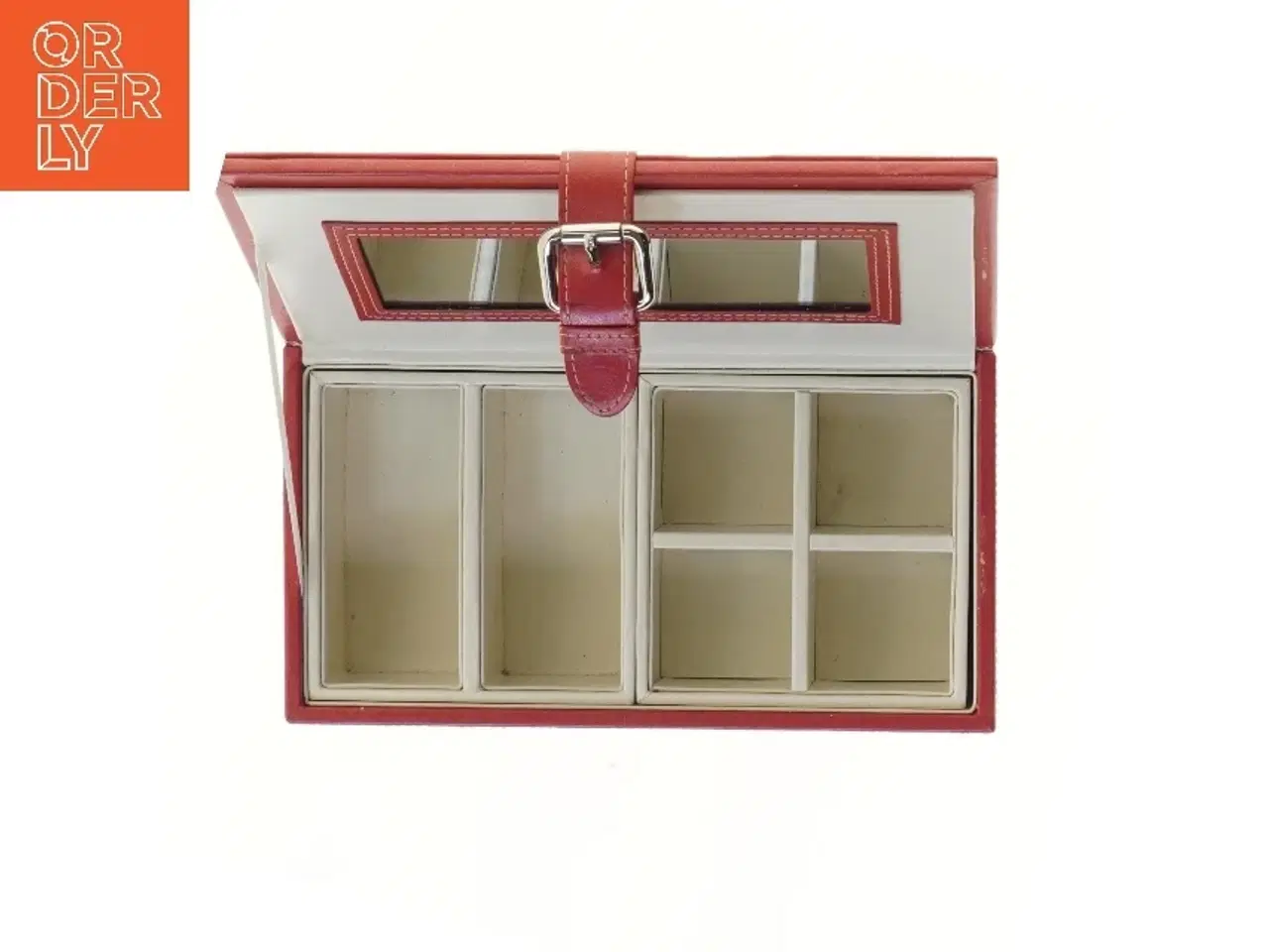 Billede 4 - Flot Rødt smykkeskin med spejl (str. 25,5x14 cm)