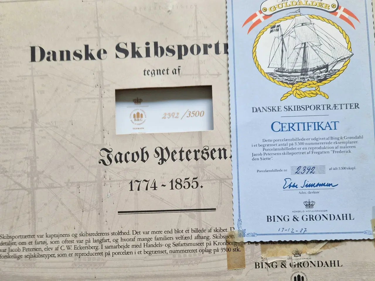 Billede 4 - Porcelænsbillede, skibet Frederik Den Sjette. Bing