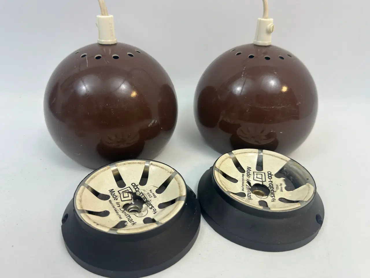 Billede 6 - 2 stk. brune kuglelamper (retro)