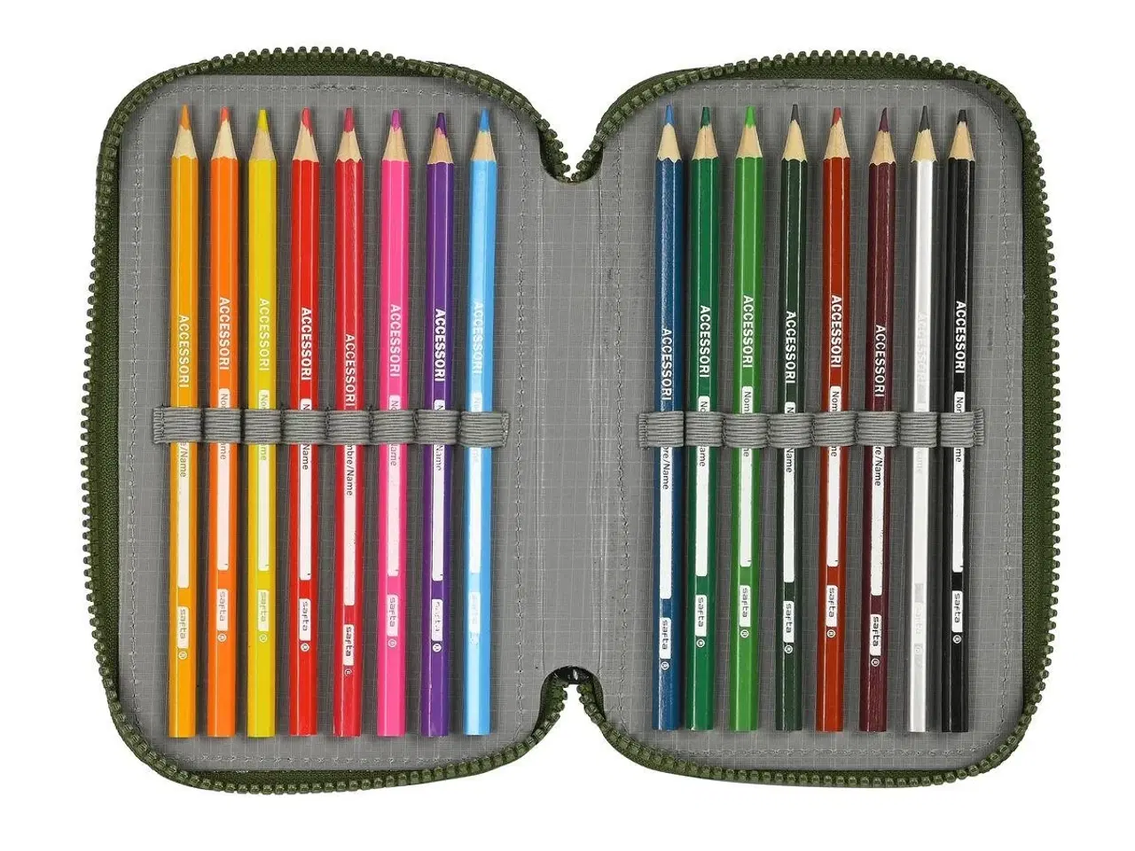 Billede 5 - Penalhus tredobbelt Safta Dark Forest - sort/grøn, 36 dele