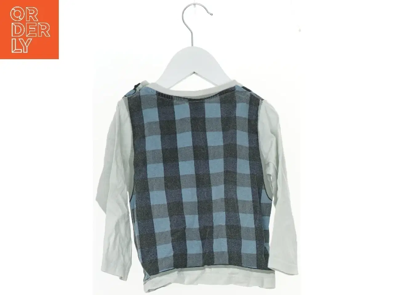 Billede 2 - Langærmet bluse med printet vest og slips fra Friends (str. 86)