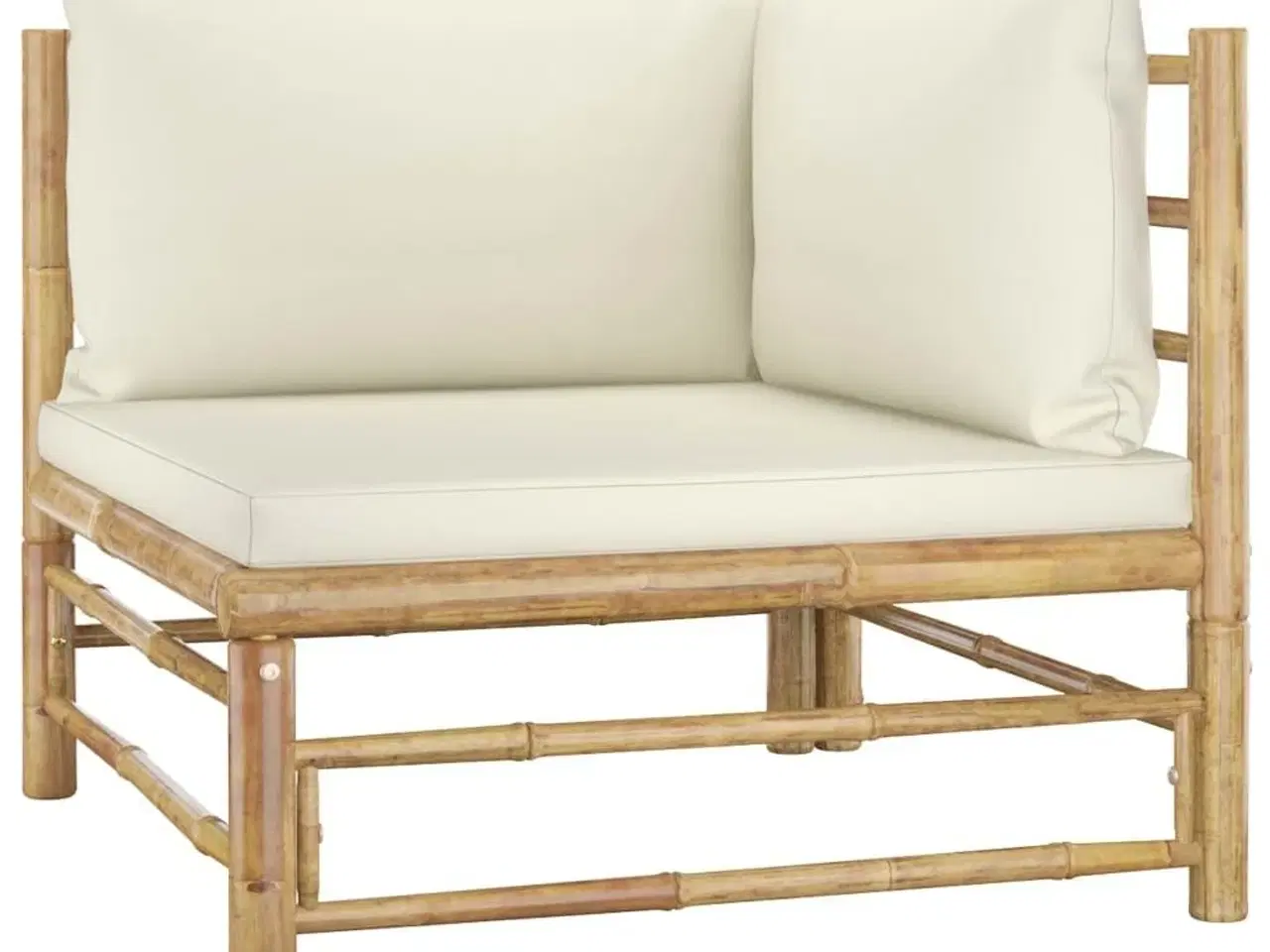Billede 3 - Loungesæt til haven 3 dele med cremehvide hynder bambus