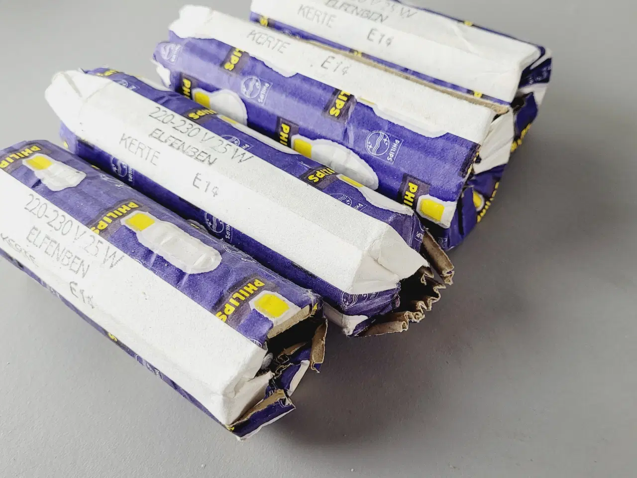 Billede 2 - ⭐️: 4 stk. NOS Philips Elfenben Kertepærer – E14 /