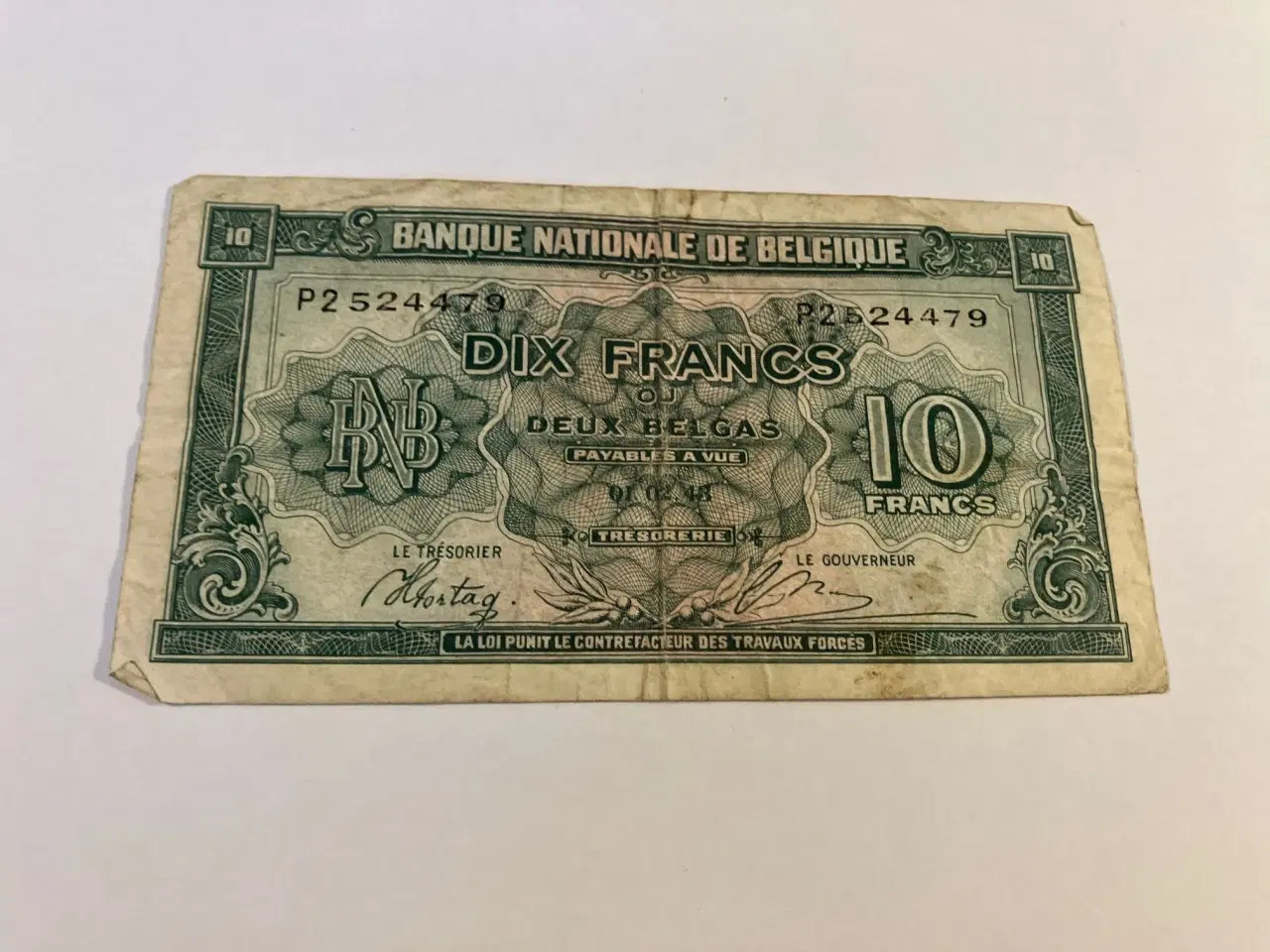 Billede 1 - 10 Francs Belgium 1948