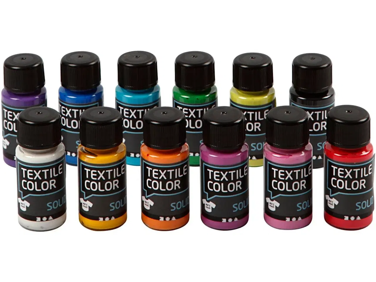 Billede 1 - Textile Solid, dækkende, ass. farver, 12x50ml/ 1 pk.
