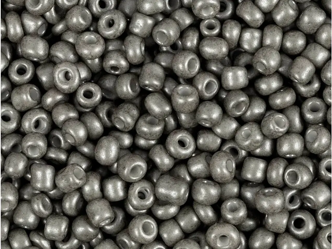 Billede 1 - Rocaiperler, diam. 3 mm, str. 8/0, hulstr. 0,6-1,0 mm, grå, 25g/ 1 pk.