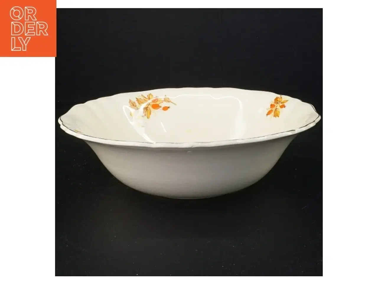 Billede 1 - Engelsk Dekorativt fad skål i porcelæn med blomstermotiv (str. 25 x 7 cm)