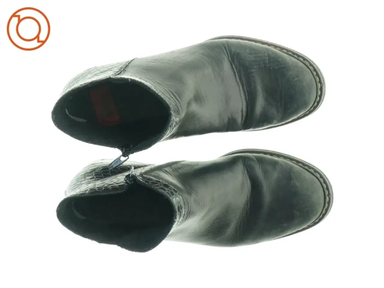 Billede 3 - Sorte ankelstøvler med krokodilleprint fra Rieker (str. 37)