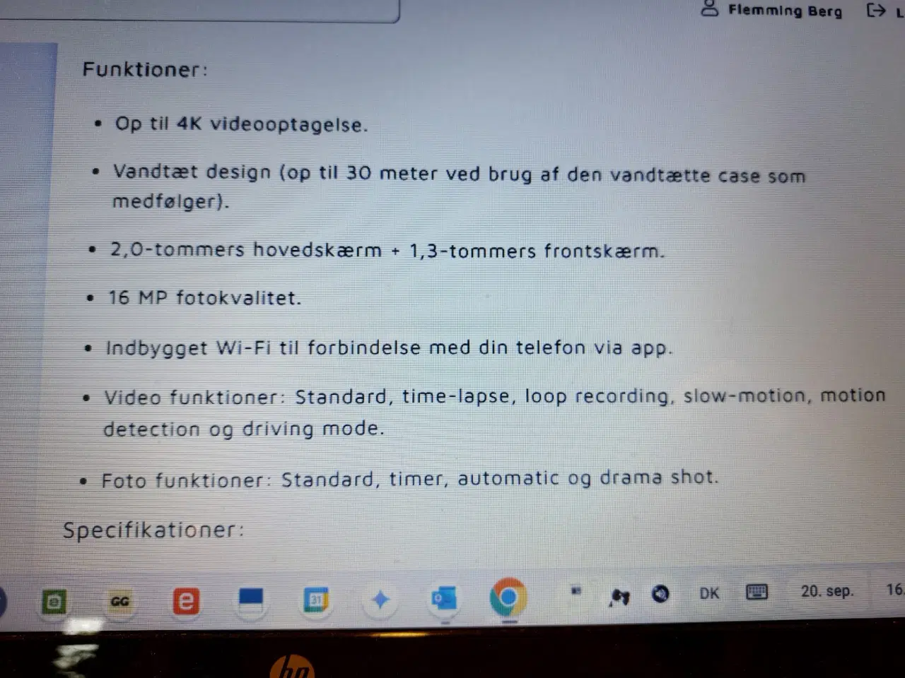 Billede 11 - ACTIONSCAMERA/DASHBOARD TIL BILEN OG CYKLEN