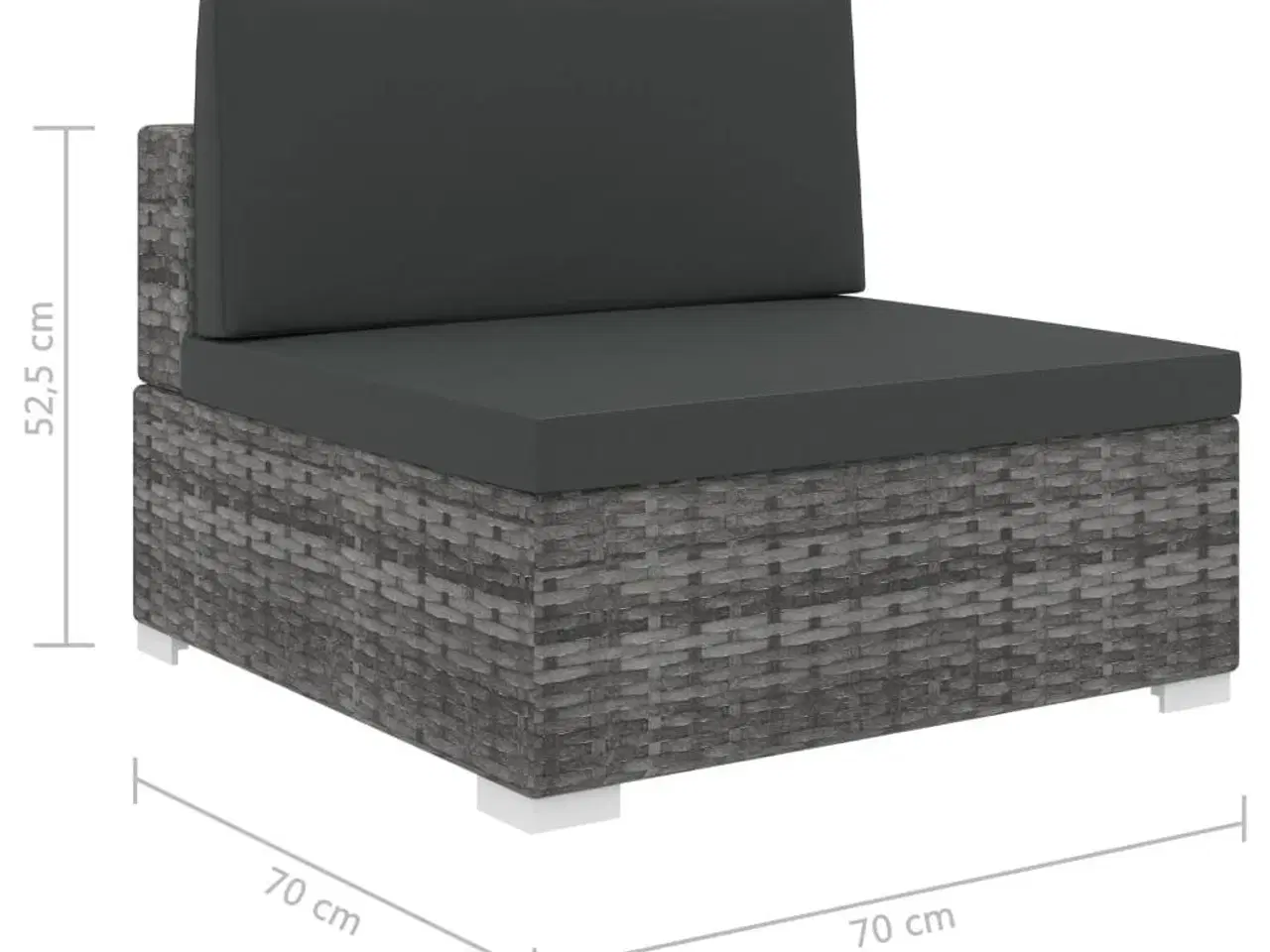 Billede 5 - Midtersæde til sofa 1 stk. med hynder polyrattan grå