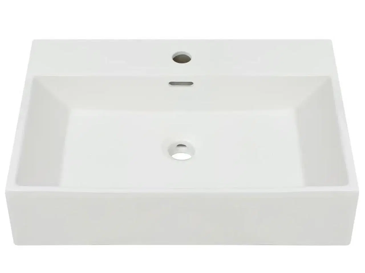 Billede 3 - Håndvask med hul til vandhane keramik 60,5x42,5x14,5 cm hvid