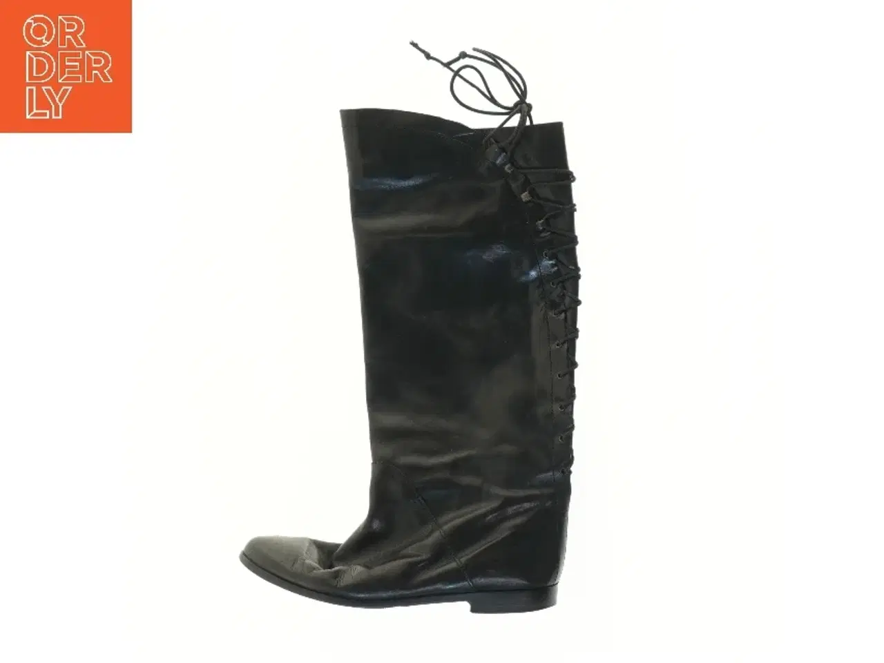 Billede 1 - Sorte knæhøje støvler med snøre (str. 37 )