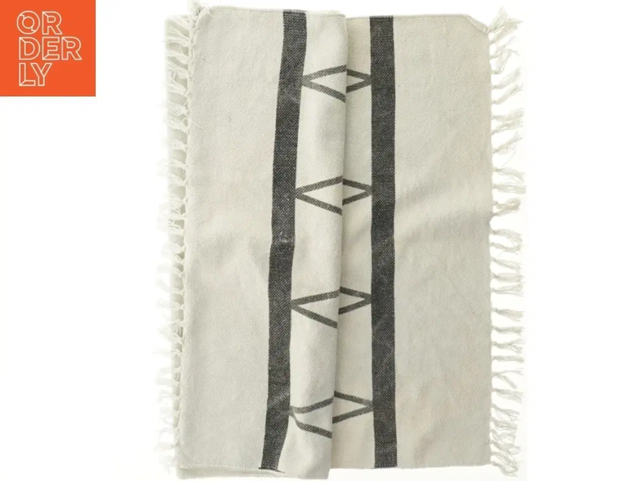 Billede 1 - Rektangulært vævet tæppe med geometrisk mønster frynser (str. 256x91 cm)