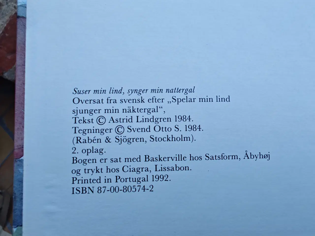 Billede 2 - Suser min Lind Synger m Nattergal Astrid Lindgren