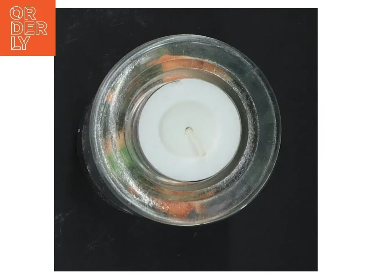 Billede 5 - Glasvase med kunstige blomster og fyrfadslys (str. 15 cm)