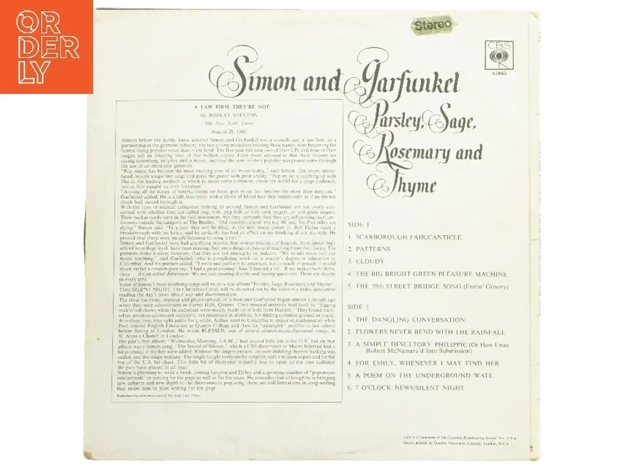 Billede 2 - Simon and Garfunkel LP - Parsley, Sage, Rosemary and Thyme fra CBS