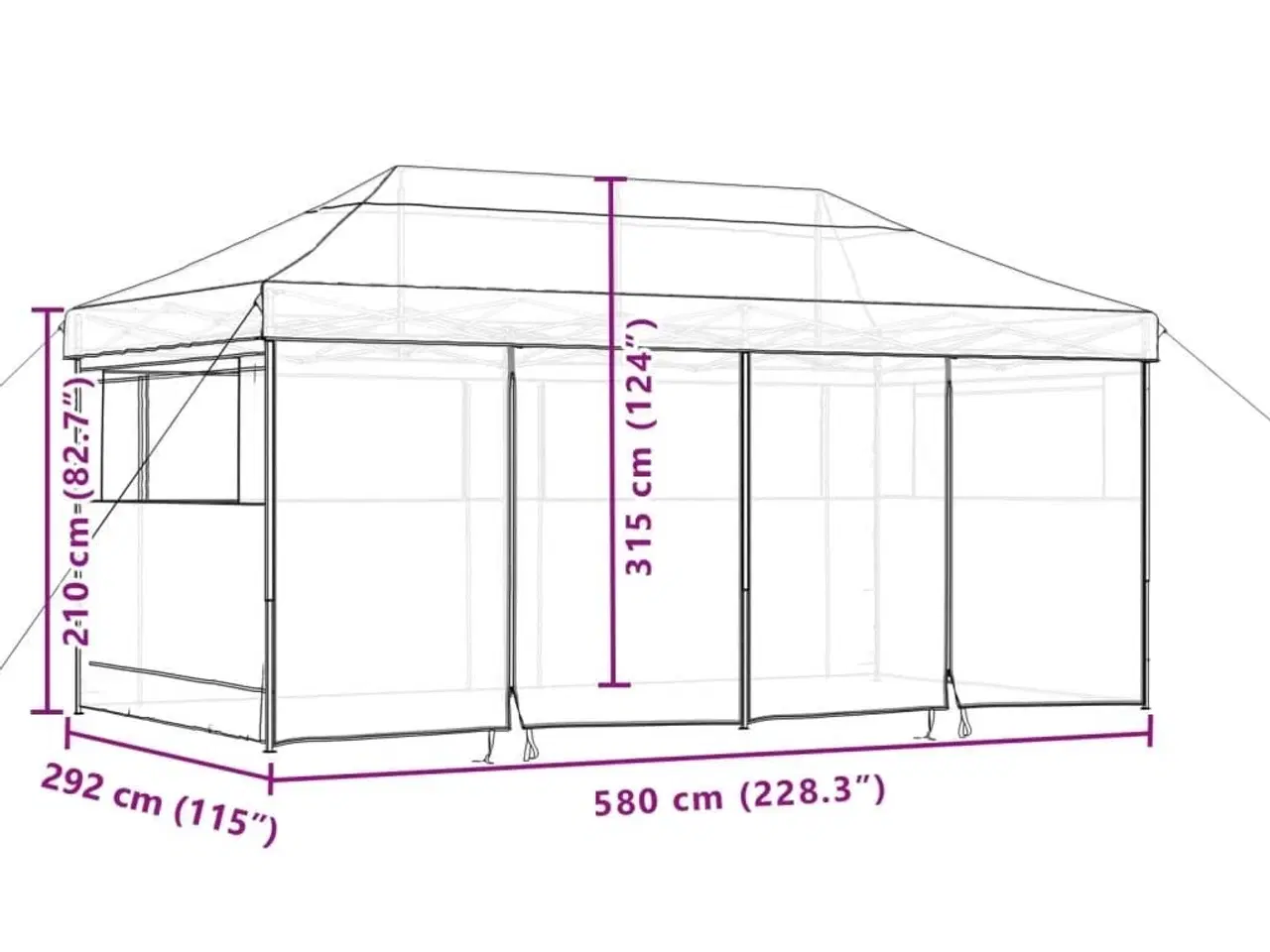 Billede 10 - Foldbart pop up-festtelt med 4 sidevægge gråbrun