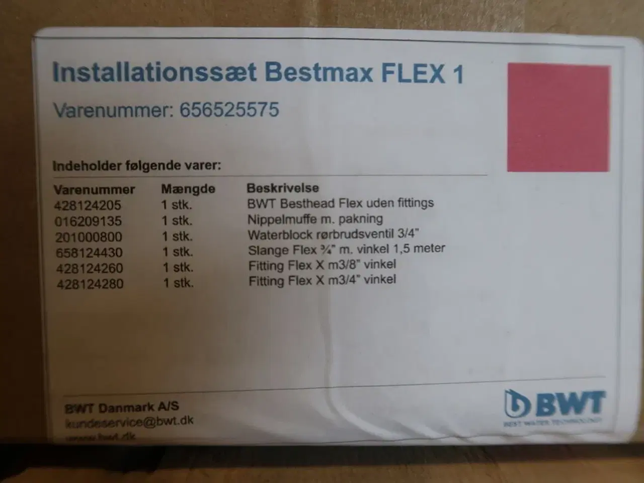 Billede 3 - Installationskit BWT samt flaske
