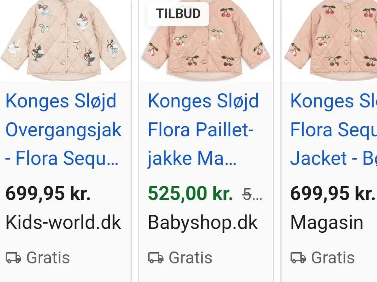 Billede 6 - Quiltet let jakke m kirsebær str 3/4 år