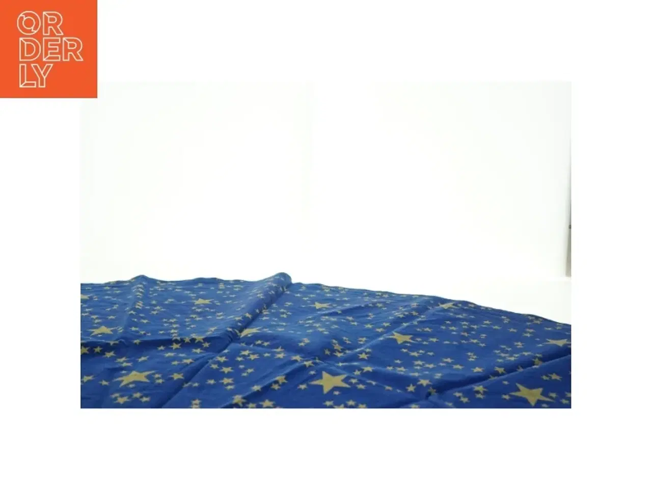 Billede 2 - Blåt stof med guldstjerne mønster (str. 150 cm)