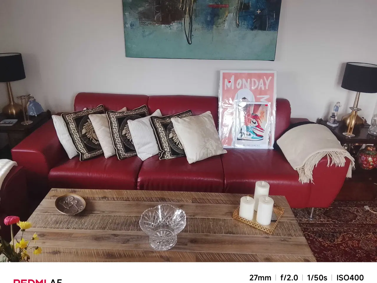 Billede 2 - Sofa læder rød.