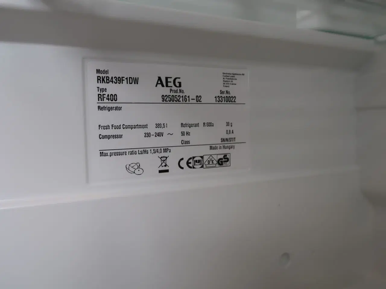 Billede 4 - Køleskab AEG RF400