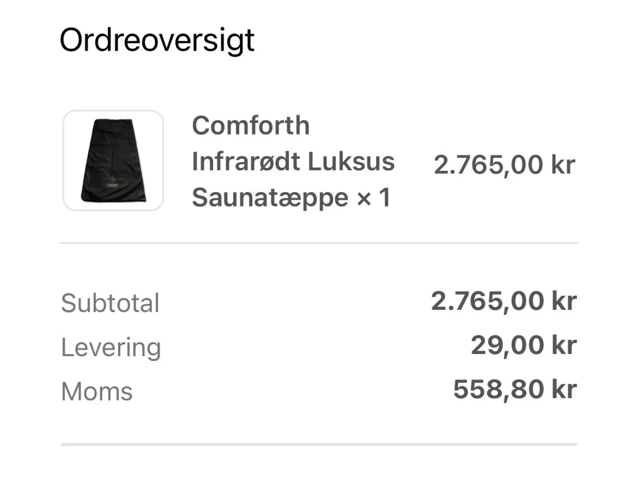 Billede 2 - Infrarødt saunatæppe fra Comforth Skandinavia
