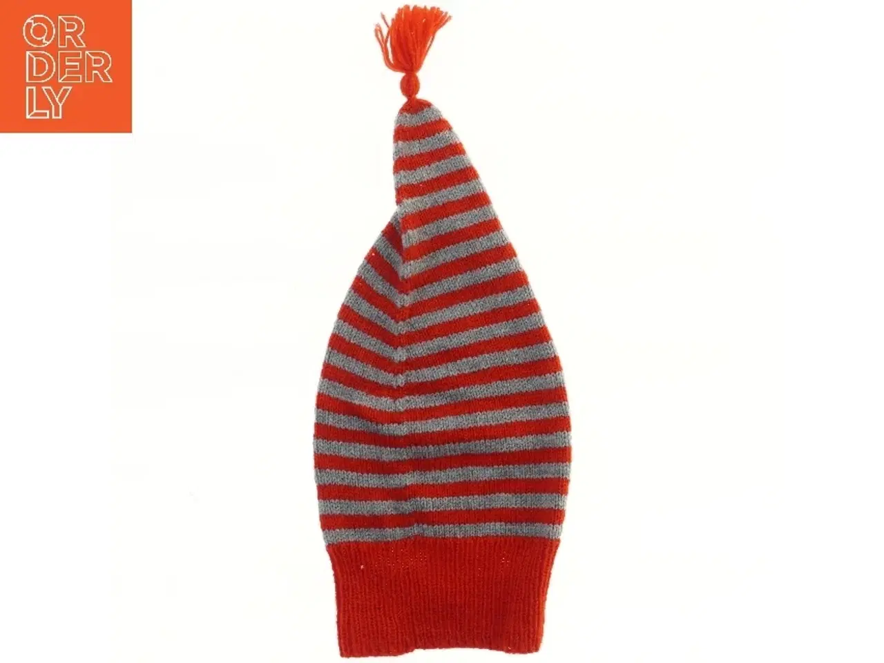 Billede 1 - Strikket nissehue med kvast (str. Ø 22 cm)