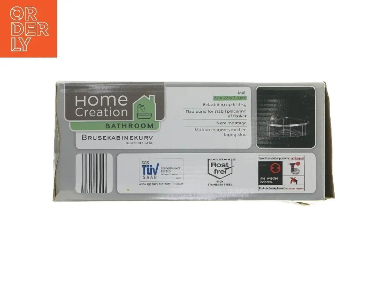 Billede 5 - Rustfri stål brusekabinekurv fra Home Creation (str. 22x22x7,5 cm)